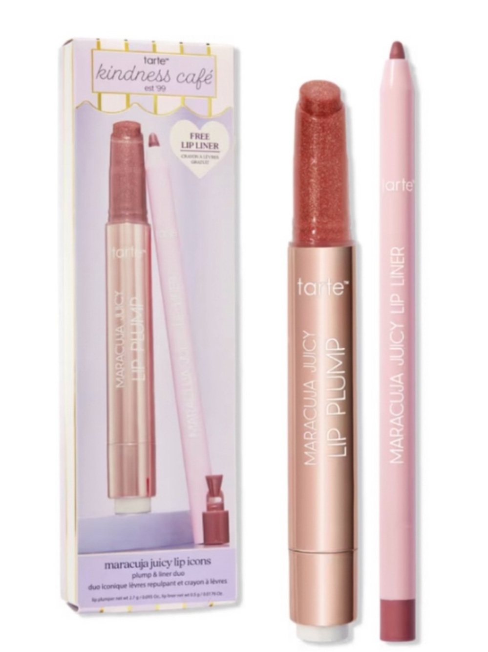 TARTE KINDNESS CAFE MARACUJA JUICY LIP ICONS PLUMP & LINER DUO;—ROSY MAUVE